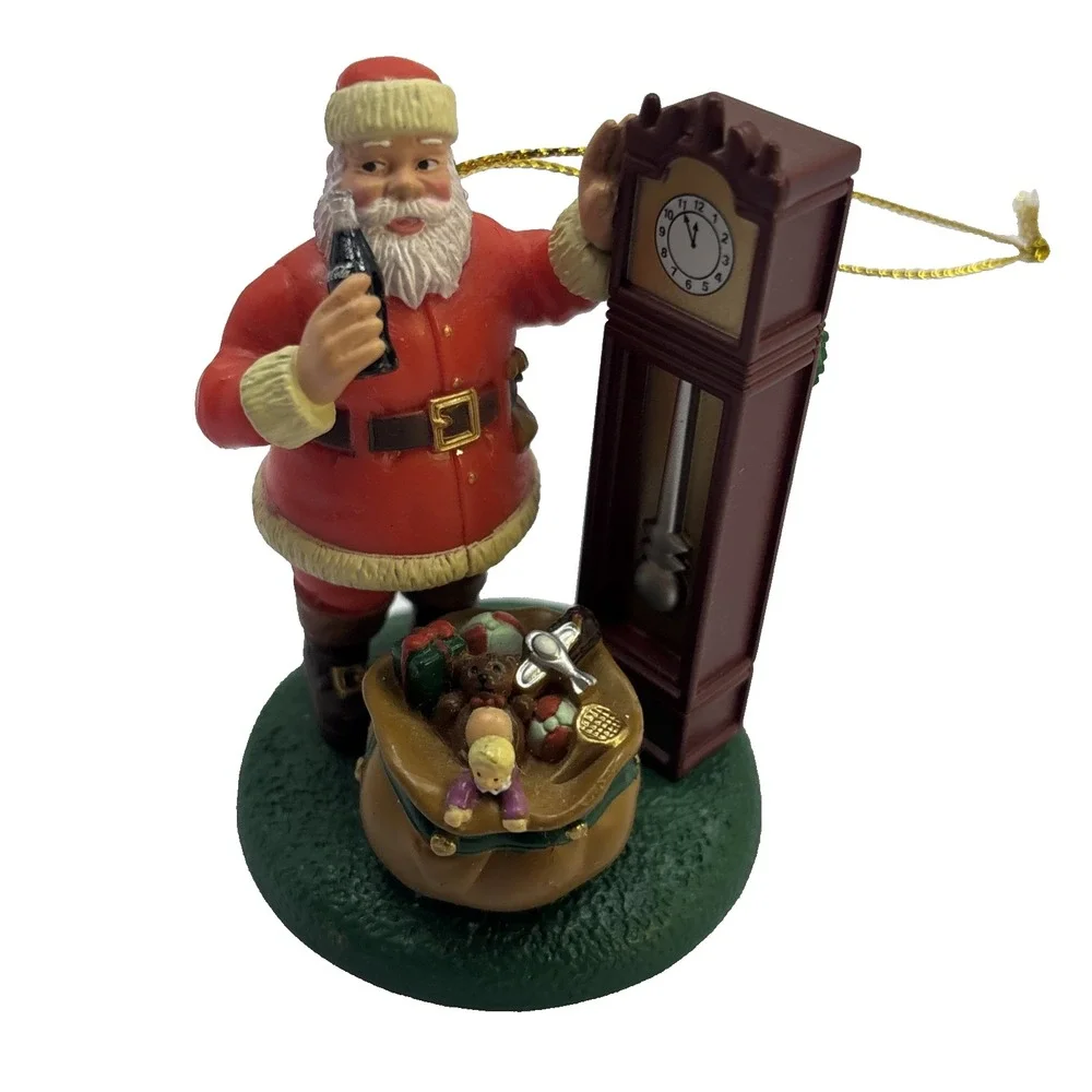 4  Vtg Santa‎ Ornaments Coca Cola Christmas Santa Hallmark 1990s Star Posable